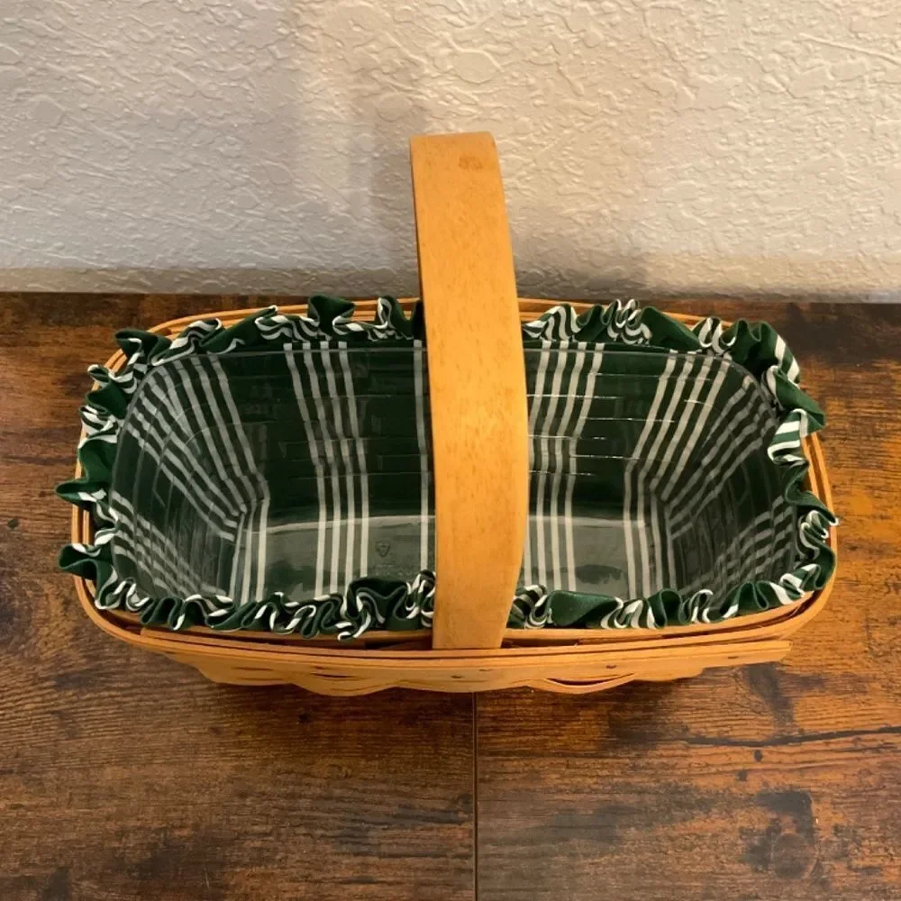 Longaberger Vintage Classic Hunter Green Merry Christmas Candle Basket 1999